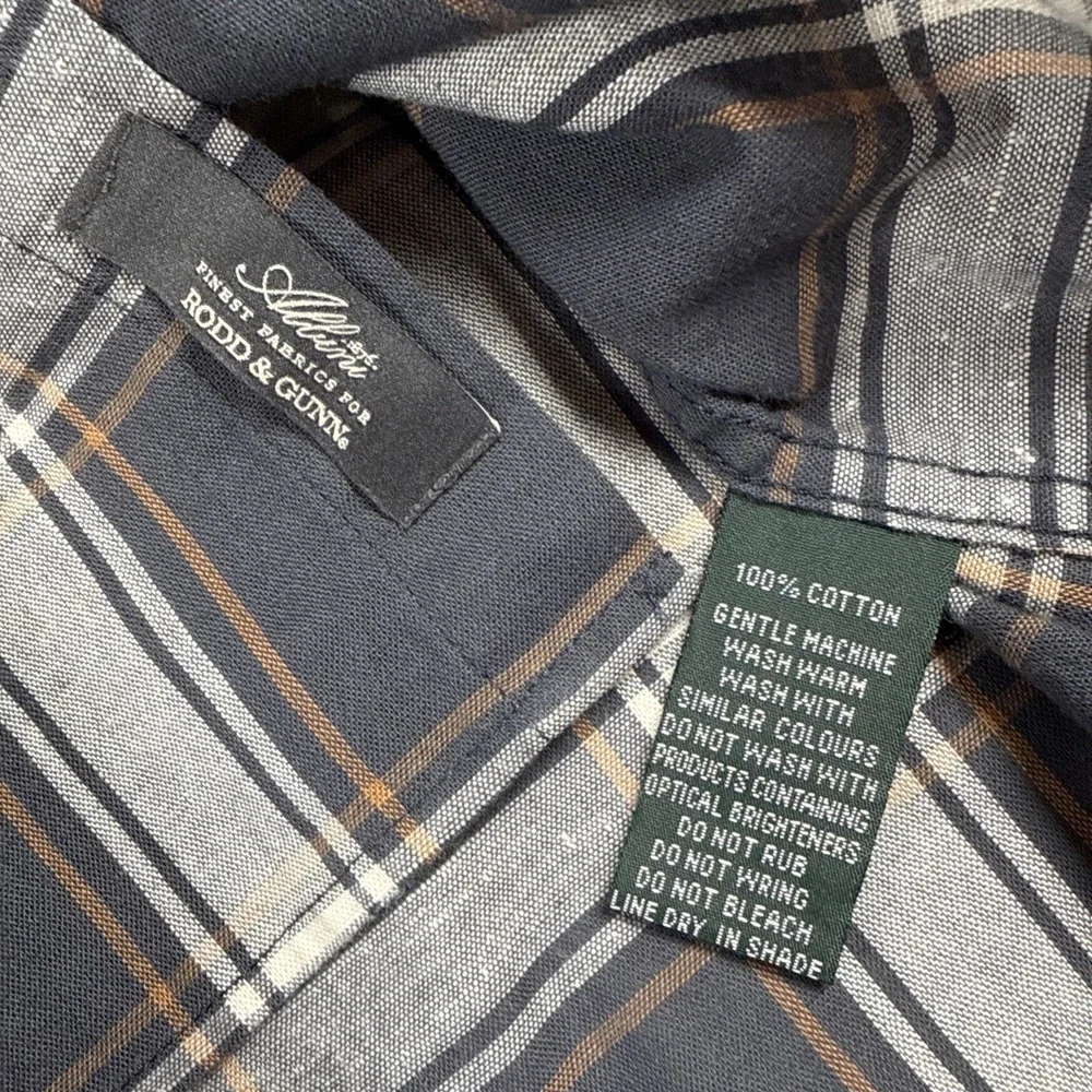 Rodd & Gunn Button-Up Shirt Stress Plaid Long Sleeve Sports Fit Woven n Italy XL